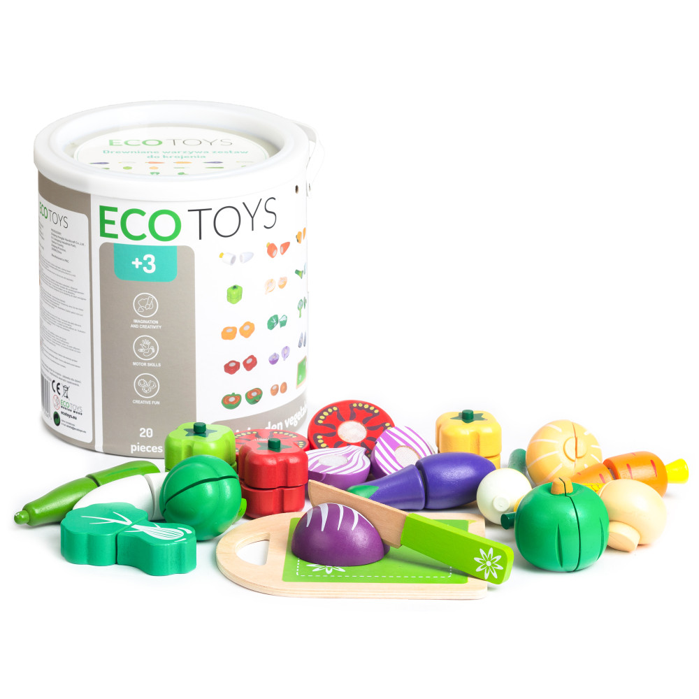 Drewniane warzywa do krojenia dla dzieci 20 sztuk ECOTOYS Drewniane warzywa do krojenia dla dzieci 20 sztuk ECOTOYS