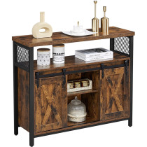 Komoda szafka do sypialni salonu przedpokoju przesuwne drzwiczki regulowane półki rustykalny brąz