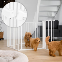 Bramka kojec barierka ochronna dla dzieci i zwierząt 5 paneli 60 cm metal biały ECOTOYS