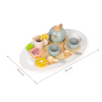 Drewniany zestaw do herbaty dzbanek filiżanki 14 elementów ECOTOYS