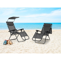 Leżak ogrodowy plażowy regulacja oparcia ruchomy daszek MultiGarden- szary