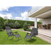 Leżak ogrodowy plażowy regulacja oparcia ruchomy daszek MultiGarden- szary