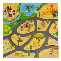 Mata piankowa dla dzieci puzzle safari 9el 93x93cm ECOTOYS