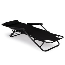 Leżak ogrodowy z zagłówkiem składana konstrukcja czarny MultiGarden