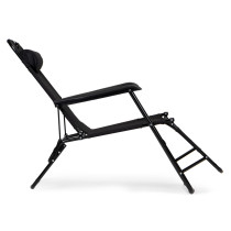 Leżak ogrodowy z zagłówkiem składana konstrukcja czarny MultiGarden