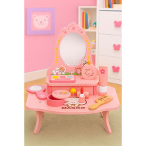 Drewniana toaletka dla dzieci z lustrem i szufladą 7 akcesoriów ECOTOYS