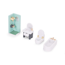 Drewniane mebelki do domu dla lalek akcesoria zestaw 30 elementów