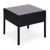 Zestaw mebli ogrodowych 2 fotele + stolik szkło hartowane czarny MultiGarden