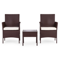 Zestaw mebli ogrodowych 2 fotele + stolik szkło hartowane brązowy MultiGarden