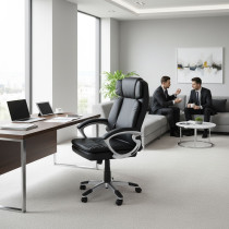 Fotel biurowy obrotowy podwójna tapicerka regulacja wysokości czarny ModernHome