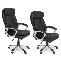 Fotel biurowy obrotowy podwójna tapicerka regulacja wysokości czarny ModernHome