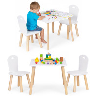 Zestaw mebli dla dzieci stolik + 2 krzesła białe ECOTOYS
