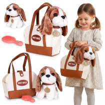 Pluszowy piesek w torebce beagle maskotka dla dziecka + szczotka do pielęgnacji