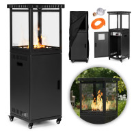 Ogrzewacz gazowy promiennik grzejnik 13 kW szklany na ogród patio reduktor kamienie wulkaniczne pokrowiec MultiGarden