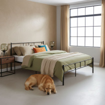 Łóżko metalowe 160x200 cm ze stelażem czarna rama ModernHome