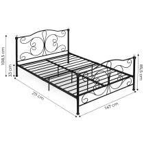 Łóżko metalowe 140x200 cm ze stelażem czarna rama kryształy ModernHome