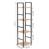 Regał drewniany nowoczesny metalowa rama LOFT 4 półki ModernHome