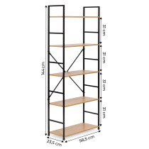 Regał drewniany szeroki nowoczesny LOFT 5 półek ModernHome