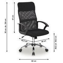 Fotel biurowy obrotowy oparcie siateczkowe czarny