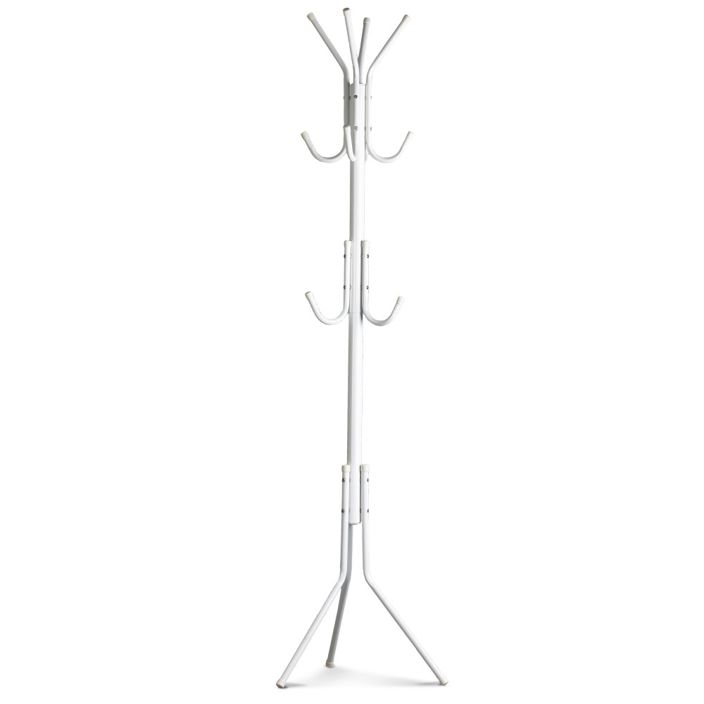 Wieszak stojący 11 haczyków na ubrania metal biały ModernHome