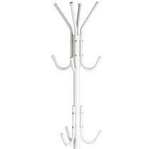 Wieszak stojący 11 haczyków na ubrania metal biały ModernHome
