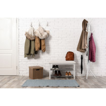 Wieszak stojący 11 haczyków na ubrania metal biały ModernHome