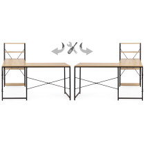 Biurko narożne z regałem 4 półki komputerowe jasny dąb loftowe ModernHome