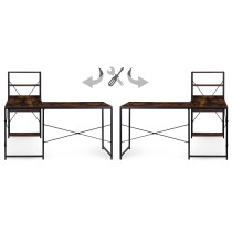 Biurko narożne z regałem 4 półki komputerowe postarzany orzech loftowe ModernHome