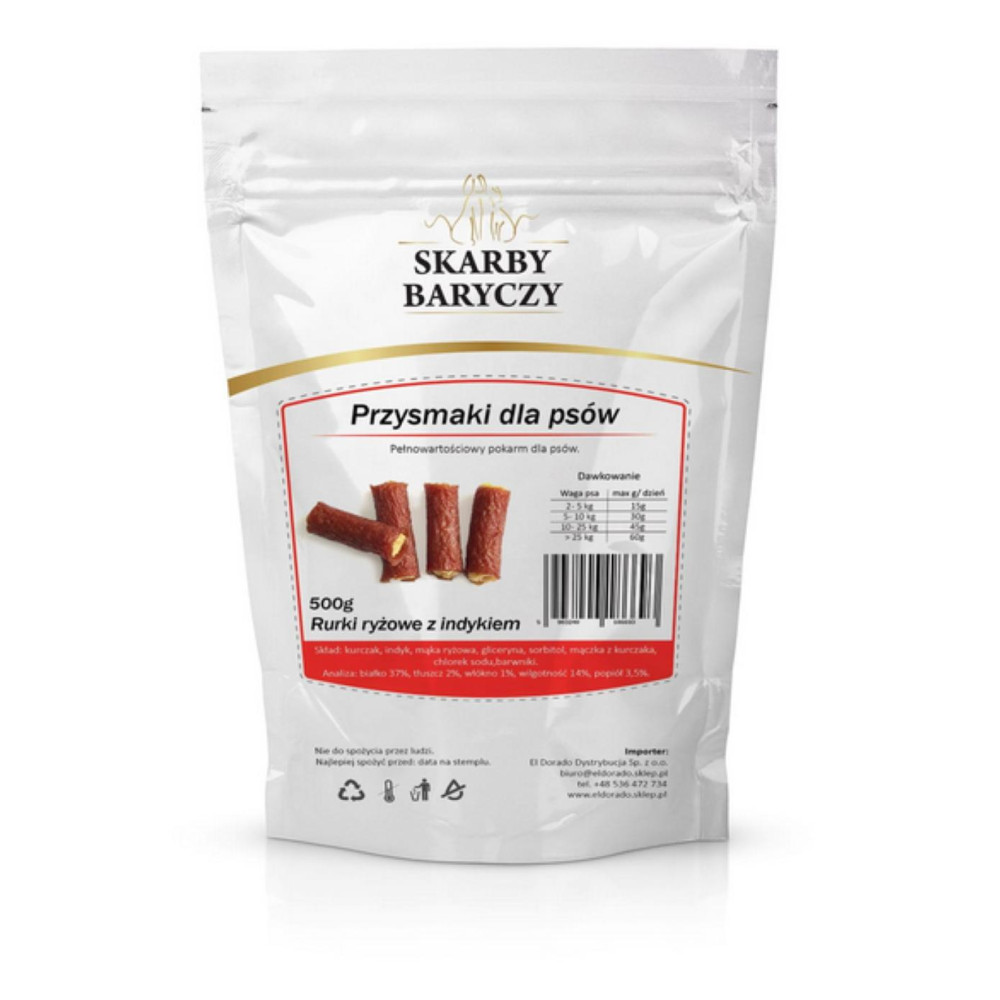 Skarby Baryczy rurki ryżowe z indykiem 500g