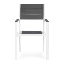 Zestaw 2 krzeseł ogrodowych na taras balkon stal HDPE szare białe MultiGarden