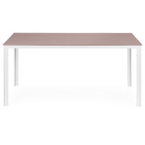 Stół ogrodowy 6-osobowy 156x78 cm polywood meble na taras beżowe białe MultiGarden