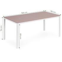 Stół ogrodowy 6-osobowy 156x78 cm polywood meble na taras beżowe białe MultiGarden