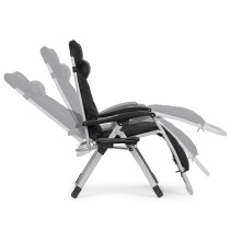 Leżak ogrodowy plażowy regulowane oparcie fotel z poduszką + zagłówek czarny MultiGarden