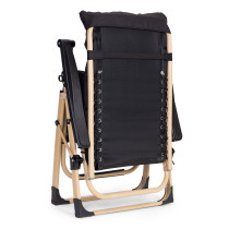 Leżak ogrodowy plażowy z poduszką zagłówkiem regulacja czarny złota rama MultiGarden