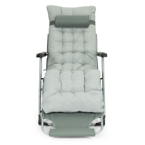 Leżak ogrodowy plażowy 2w1 z poduszką zagłówkiem regulacja podnóżka szary MultiGarden