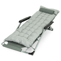 Leżak ogrodowy plażowy 2w1 z poduszką zagłówkiem regulacja podnóżka szary MultiGarden