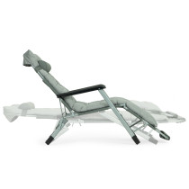 Leżak ogrodowy plażowy 2w1 z poduszką zagłówkiem regulacja podnóżka szary MultiGarden