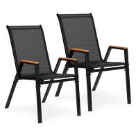 Zestaw 2x krzesło ogrodowe komplet na taras balkon czarne MultiGarden