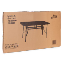 Stół ogrodowy 160x90 cm szkło hartowane otwór na parasol czarny MultiGarden