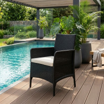 Fotel ogrodowy z poduszką krzesło na balkon taras ogród czarny MultiGarden