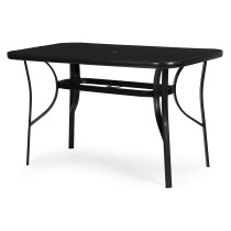 Stół ogrodowy 120x70 cm szkło hartowane otwór na parasol czarny MultiGarden