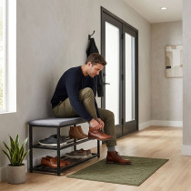 Szafka na buty z siedziskiem regał ławka tapicerowana 80 cm 2 półki ModernHome