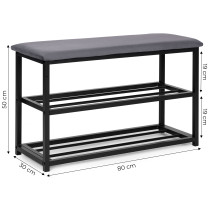 Szafka na buty z siedziskiem regał ławka tapicerowana 80 cm 2 półki ModernHome