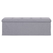 Pufa pikowana 111x38 cm ze schowkiem tapicerowana ława skrzynia jasnoszara ModernHome