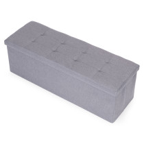 Pufa pikowana 111x38 cm ze schowkiem tapicerowana ława skrzynia jasnoszara ModernHome