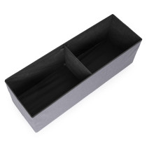 Pufa pikowana 111x38 cm ze schowkiem tapicerowana ława skrzynia jasnoszara ModernHome