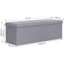 Pufa pikowana 111x38 cm ze schowkiem tapicerowana ława skrzynia jasnoszara ModernHome