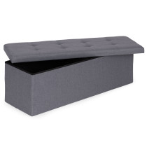 Pufa pikowana 111x38 cm ze schowkiem tapicerowana ława skrzynia ciemnoszara ModernHome