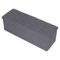 Pufa pikowana 111x38 cm ze schowkiem tapicerowana ława skrzynia ciemnoszara ModernHome