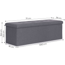 Pufa pikowana 111x38 cm ze schowkiem tapicerowana ława skrzynia ciemnoszara ModernHome